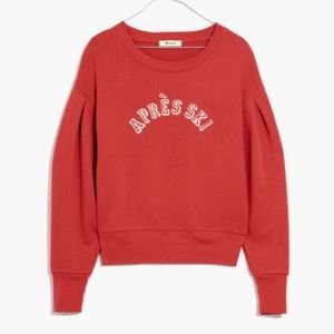 NWT! Madewell Apres Ski Acorn Pleat Sleeve Sweatshirt Red Size XXL